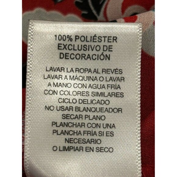 Valerie Stevens Floral Print Blouse 1X Plus Size Red‎ Long Sleeve Polyester - Picture 5 of 10